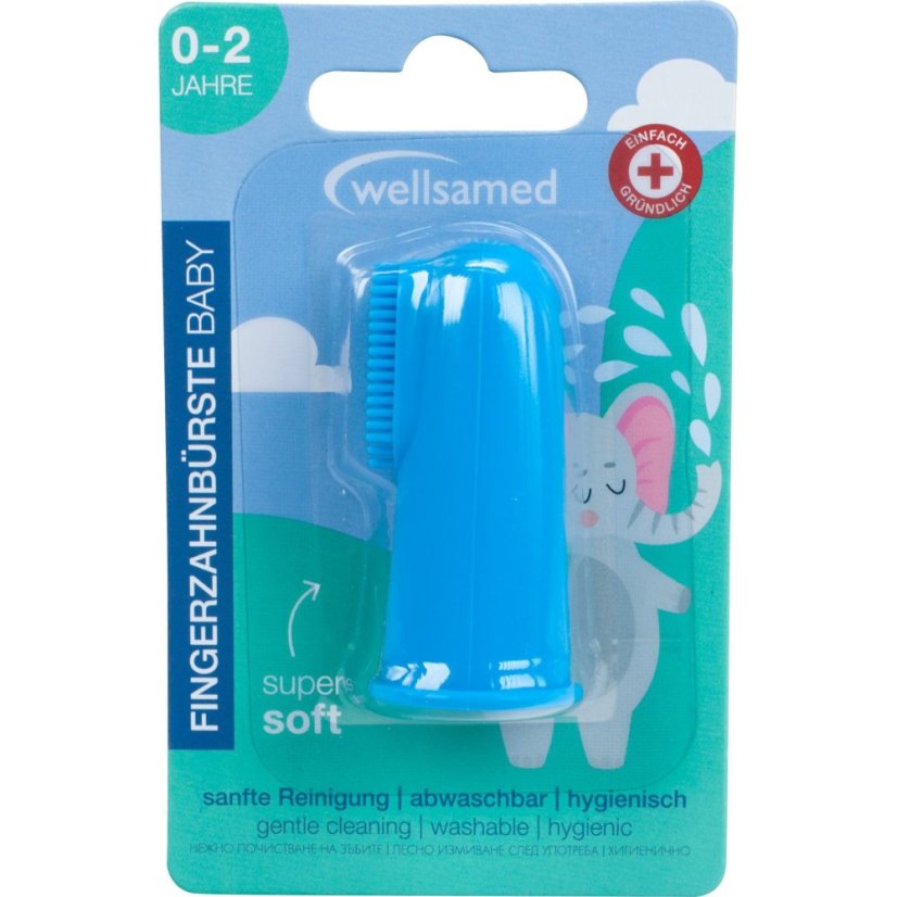 WELLSAKIDS silikonový prstový kartáček - modrý WELLSAKIDS silikonový prstový kartáček - modrý