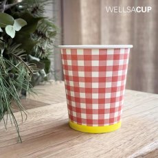 WELLSACUP papírové kelímky, 50 ks -  červené káro