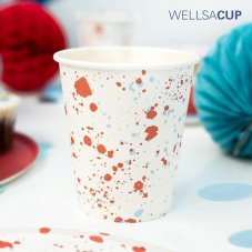WELLSACUP papírové kelímky, 50 ks - kapky červeno-modré