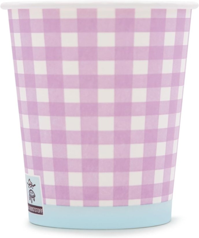 WELLSACUP papírové kelímky, 50 ks - růžové káro