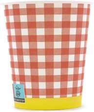 WELLSACUP papírové kelímky, 50 ks -  červené káro