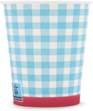 WELLSACUP papírové kelímky, 50 ks - modré káro