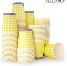 WELLSACUP papírové kelímky, 50 ks - žluté káro