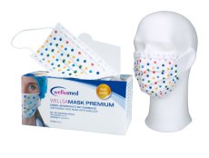Wellsamask Premium 3-vrstvé hypoalergenní ochranné ústenky na gumičku - puntíky