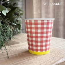 WELLSACUP papírové kelímky, 50 ks -  červené káro