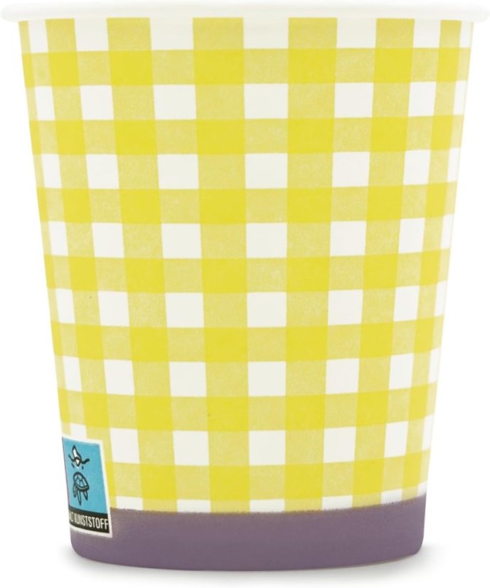 WELLSACUP papírové kelímky, 50 ks - žluté káro