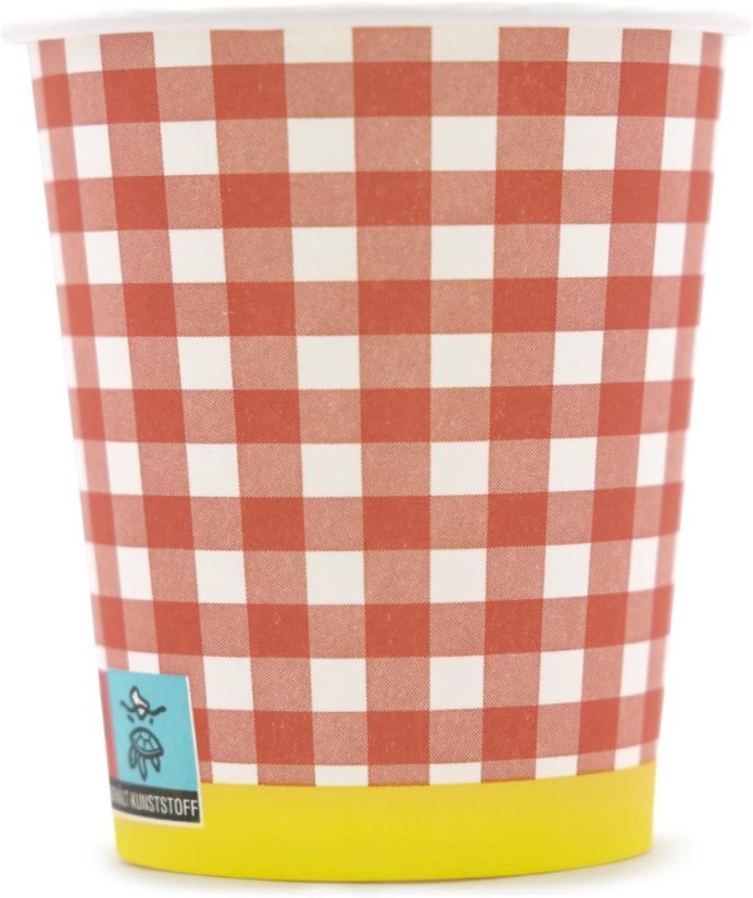 WELLSACUP papírové kelímky, 50 ks -  červené káro