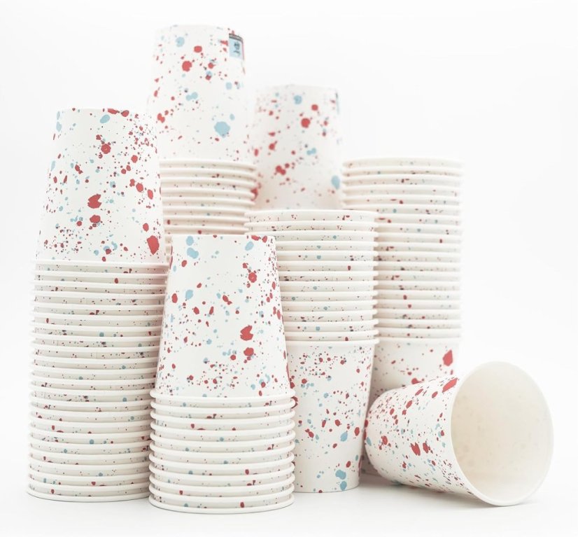 WELLSACUP papírové kelímky, 50 ks - kapky červeno-modré