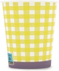 WELLSACUP papírové kelímky, 50 ks - žluté káro