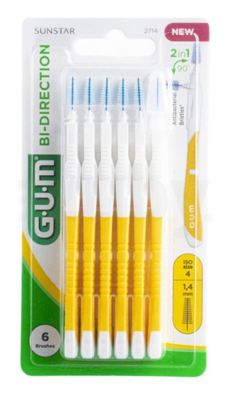 GUM Bi-direction mezizubní kartáček 1,40 mm žlutý, 6 ks