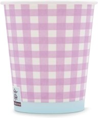 WELLSACUP papírové kelímky, 50 ks - růžové káro