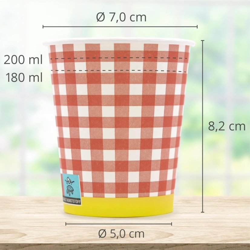 WELLSACUP papírové kelímky, 50 ks -  červené káro