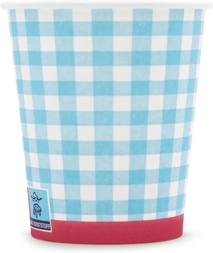 WELLSACUP papírové kelímky, 50 ks - modré káro