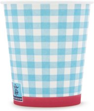 WELLSACUP papírové kelímky, 50 ks - modré káro