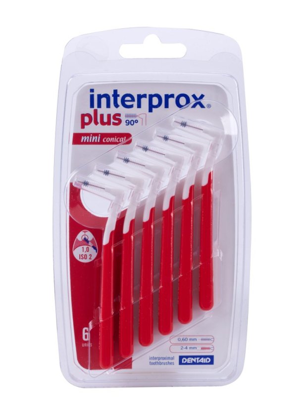 INTERPROX PLUS MINICONICAL mezizubní kartáček 0,60 mm červený kónický, 6 ks